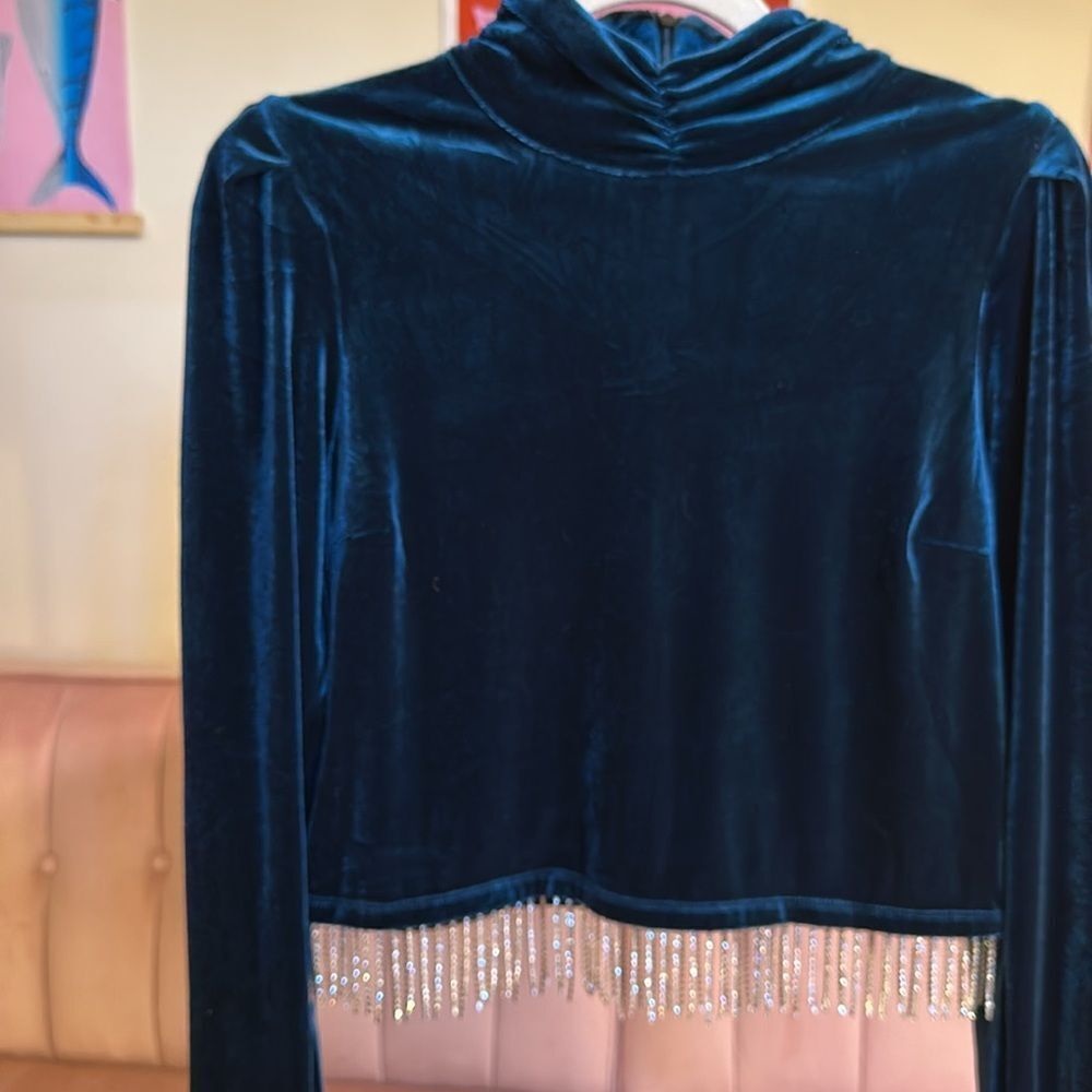 JOIE Blue Velvet Top (S) - Picture 3 of 6